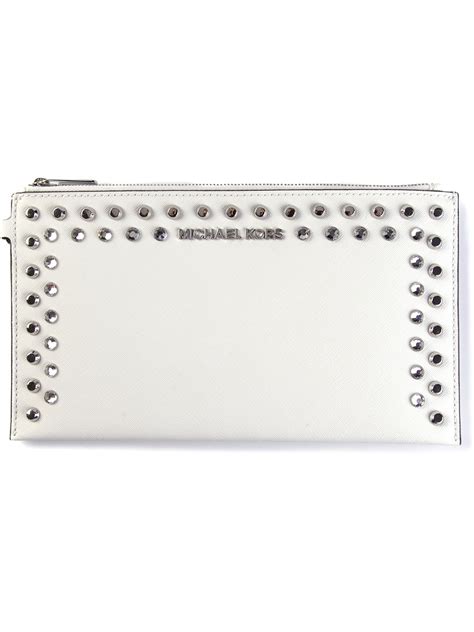 michael kors white studded clutch|Michael Kors studded clutch.